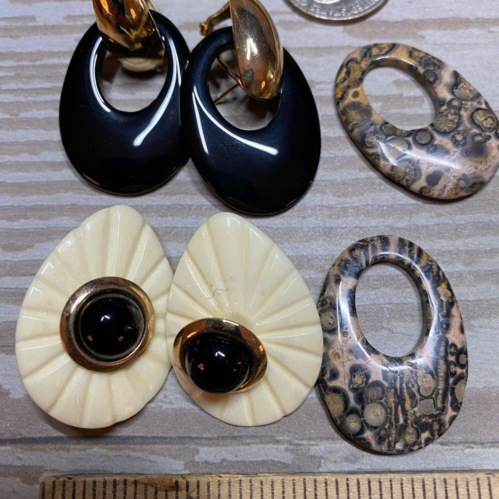 Vintage gemstone interchangeable earring lot - Picture 3 of 5